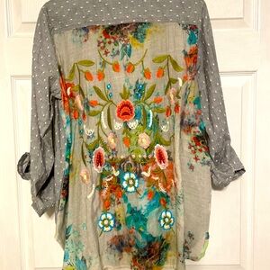 John Mark Full Back Embroidery Blouse